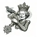 Queen Elizabeth holding the blessed name tattoo design idea