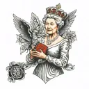 Queen Elizabeth holding the blessed name tattoo design idea