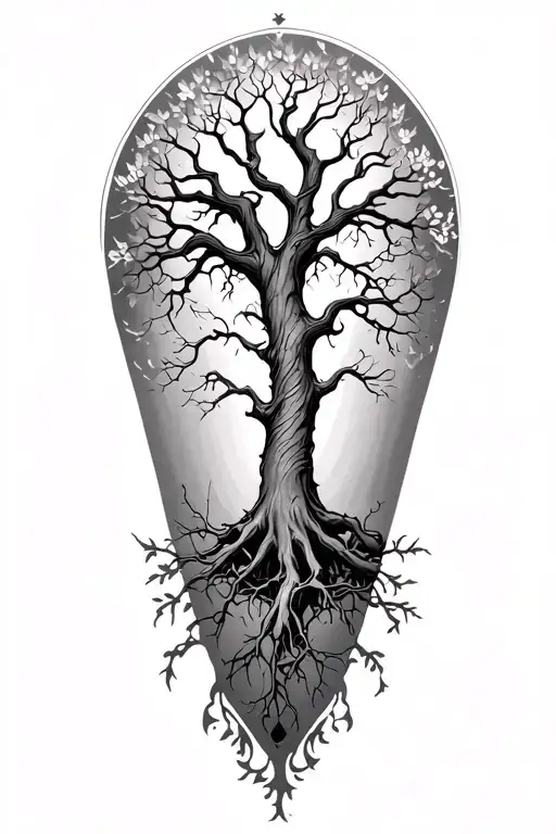 yggdrasil tree branch tattoo design idea