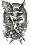 fallen angel falling from sun tattoo design idea
