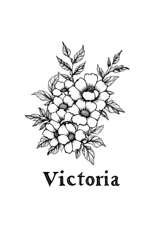 "Victoria" flowers blooming tattoo design idea