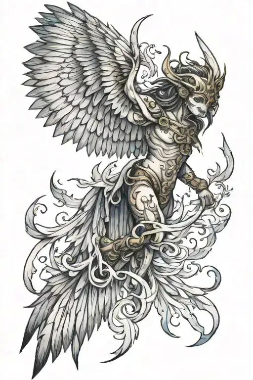 Nephilim wings spread tattoo design idea