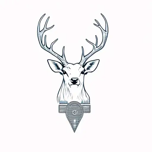 old 20's radio with deer antlers tattoo design idea