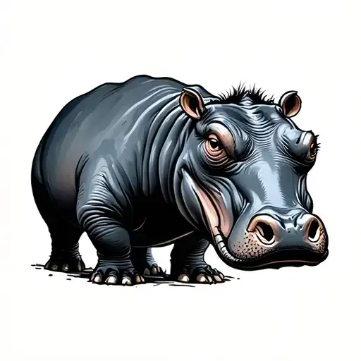 Hippopotamus tattoo design idea