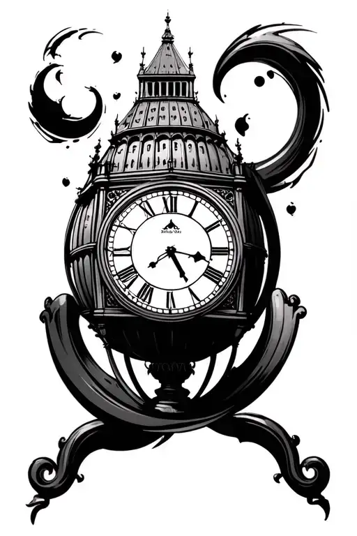 globe with Big Ben clock face tattoo tattoo design idea