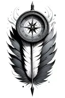compass, author, quill pen tattoo design idea