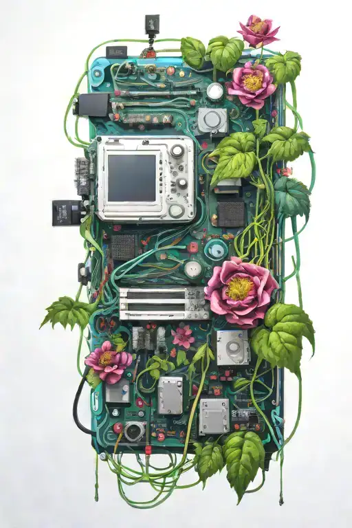 motherboard vines computer flowers cyberpunk graphic card tattoo design idea