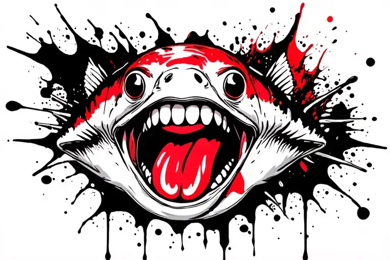 cute tongue out piranha tattoo design idea