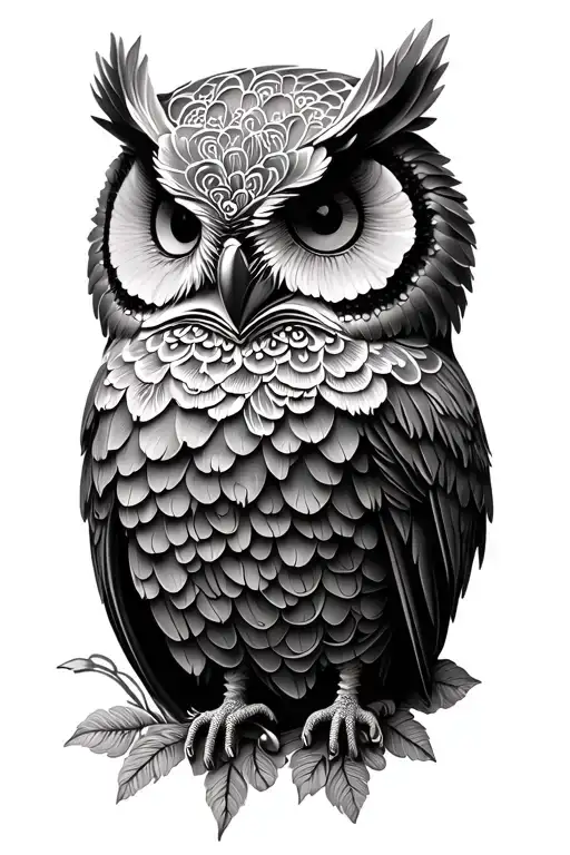 floral lace with owl   tattoo design idea