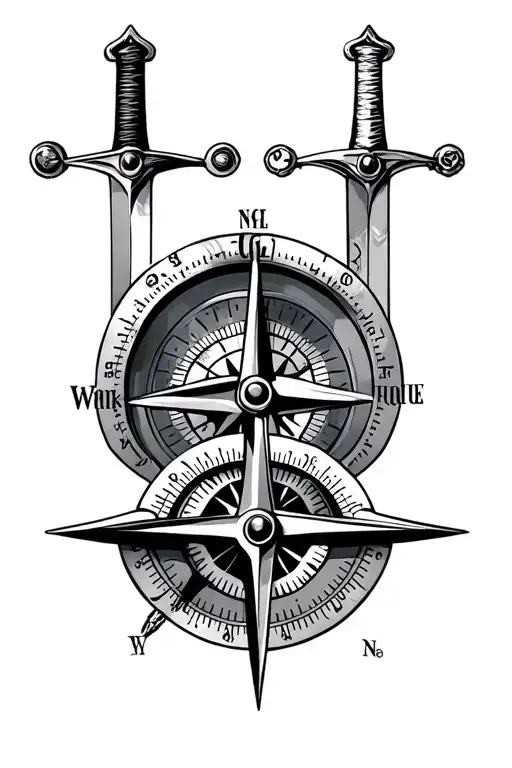 compasses sword family speed meter tattoo design idea