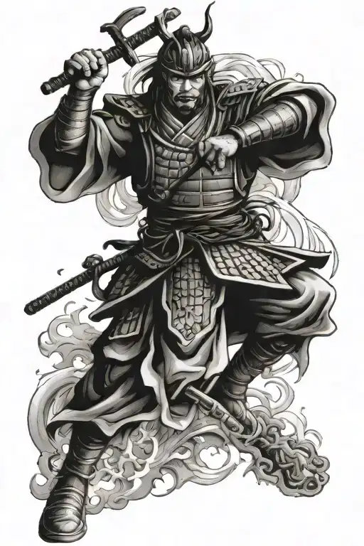 samurai at gates of heaven vs hell tattoo design idea