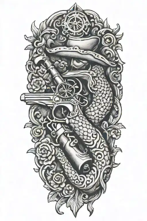 don't tread on me flintlock pistol tattoo design idea