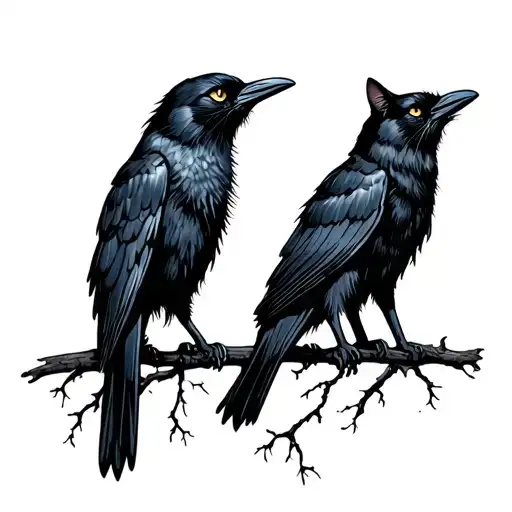 crows cats witchy tattoo tattoo design idea