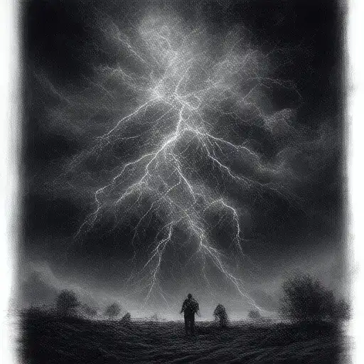 a thunderstorm with lightning and dark clouds for a tattoo. The ground must no appear in the image.  tattoo design idea