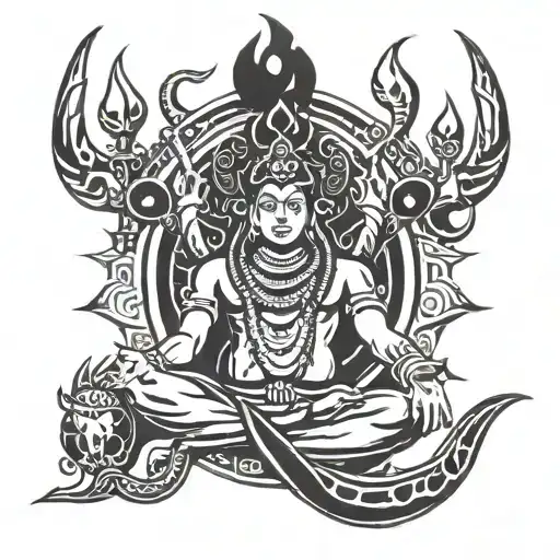 lord shiva trident tattoo design idea