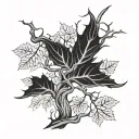red maple tree branches with vines wrapping tattoo design idea