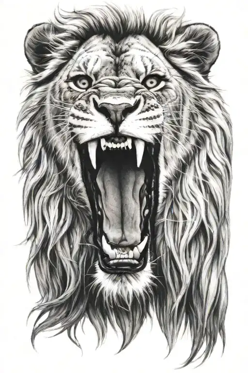 half lion roaring face half jesus  tattoo design idea