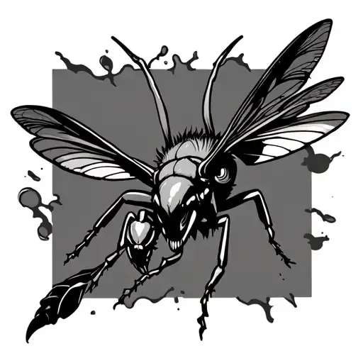 hornet with nimbus breaking through the barrier  tattoo design idea