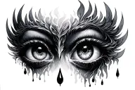 fallen angel eyes with tear drop falling tattoo design idea