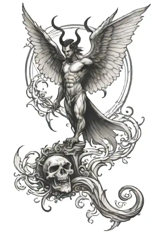 lucifer showing us to stay humble tattoo design idea