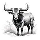taurus bull and chines calender tattoo design idea