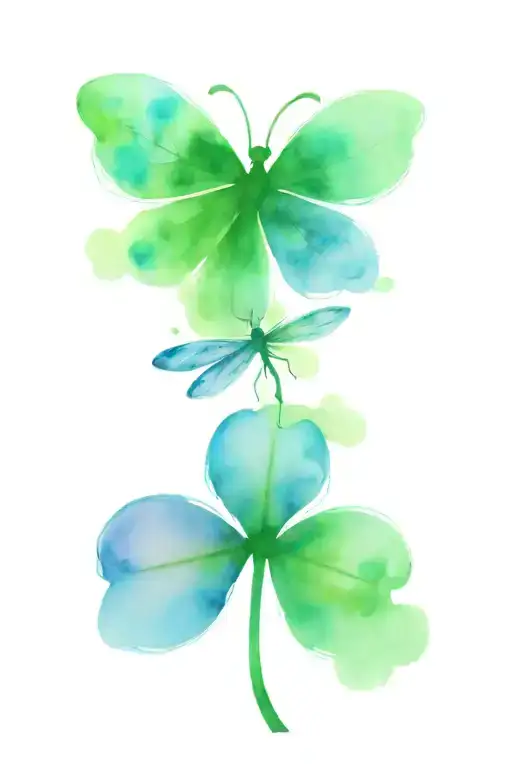 4 leaf clover with dragonflies pain hatred grief tattoo design idea