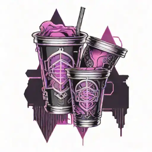 Leaning purple double cup (syrup) tattoo design idea