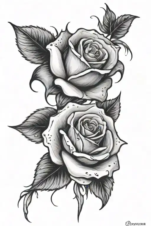 dying rose, tears falling tattoo design idea