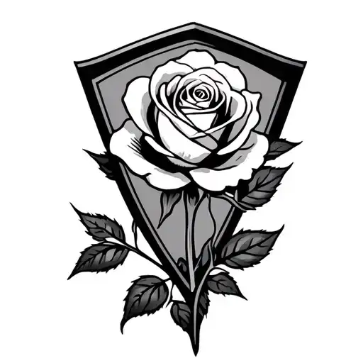 arrowhead with rose inside tattoo design idea
