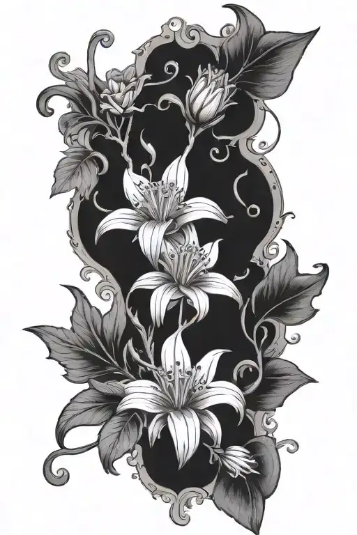 Claymore with flowers blooming tattoo design idea