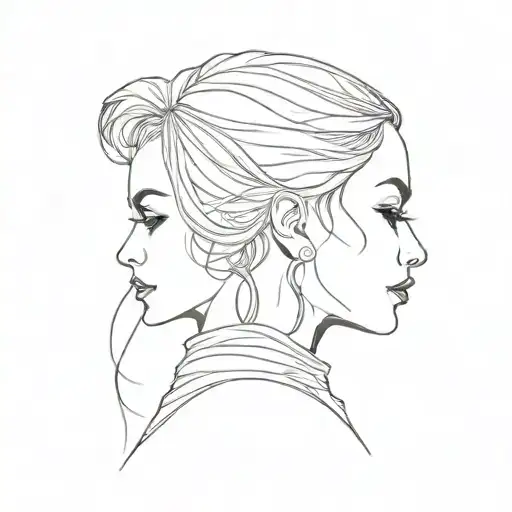 elfe woman face on profile tattoo design idea