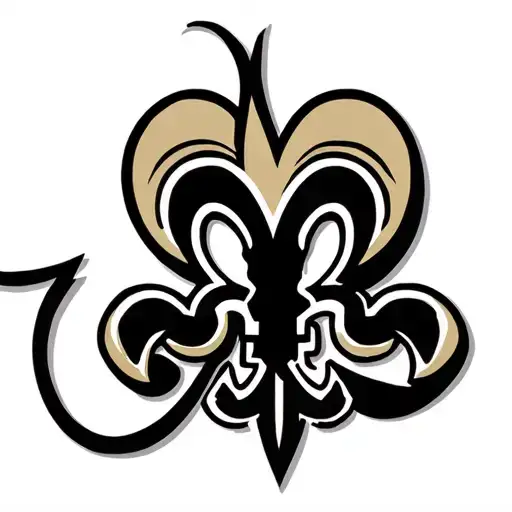 New Orleans saints logo combined with heart shape tattoo design idea