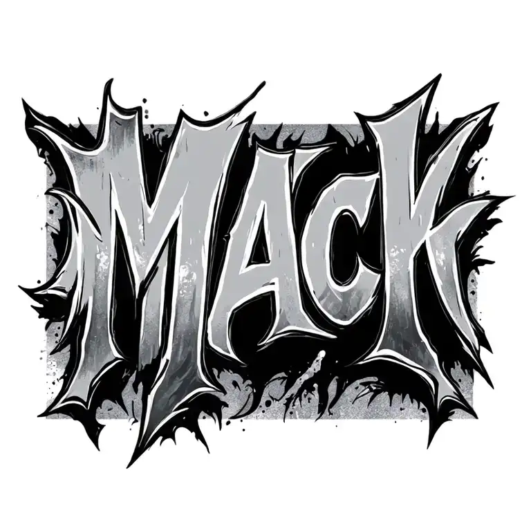 "MACK"  with shading on the outside of the letters.  tattoo design idea
