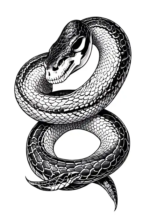 a snake with skelet tattoo design idea