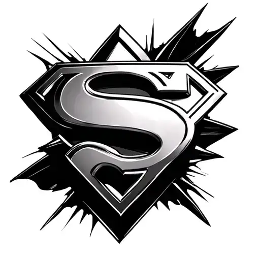 black Superman S symbol in 3D tattoo design idea