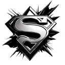 black Superman S symbol in 3D tattoo design idea