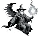 wizard casting a spell tattoo design idea