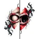dark creepy split tattoo design idea