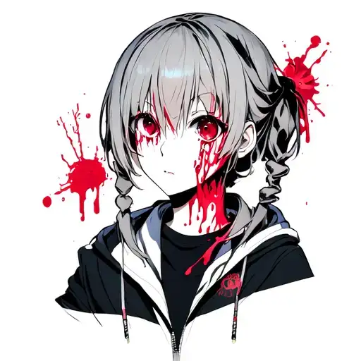 Natsuki Subaru with eyes bleeding and cybersigilism tattoo design idea