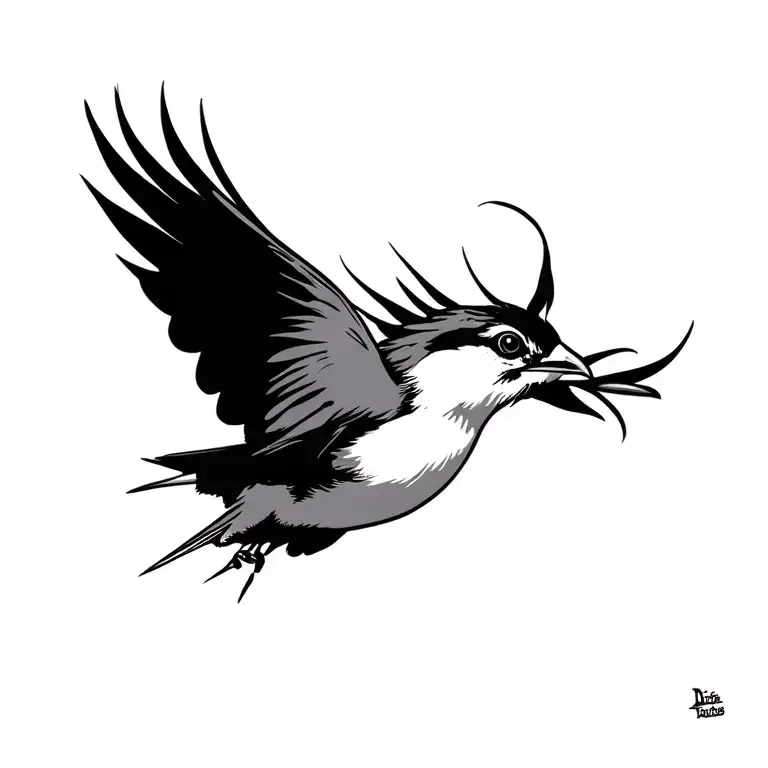 small flying bird silloutte tattoo design idea