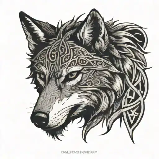 Celtic wolf forrest tattoo design idea