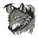 Celtic wolf forrest tattoo design idea