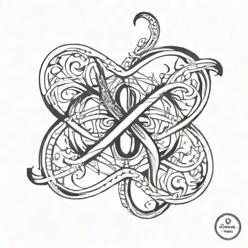 infinity symbol intertwined with question mark tattoo design idea