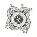 infinity symbol intertwined with question mark tattoo design idea