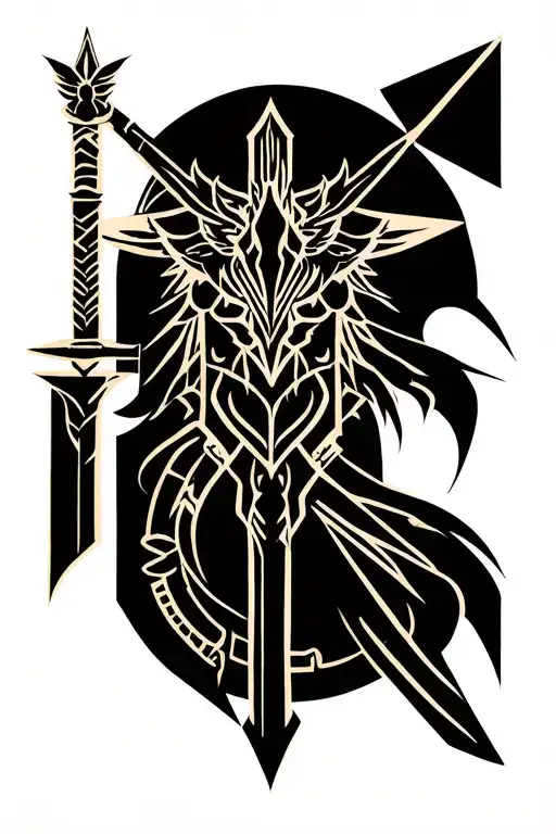 simple greek myth monster god weapon tattoo design idea