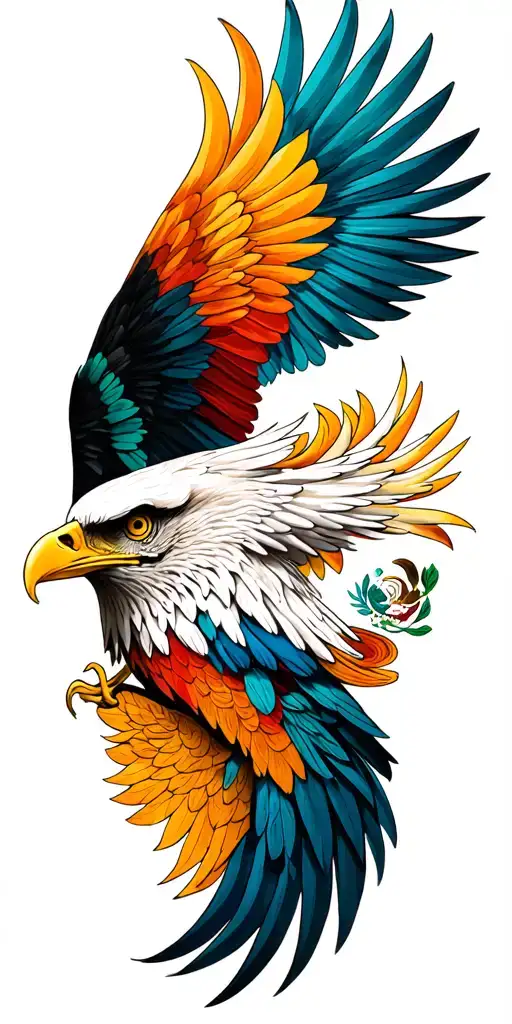 skul and mexican eagle tattoo design idea