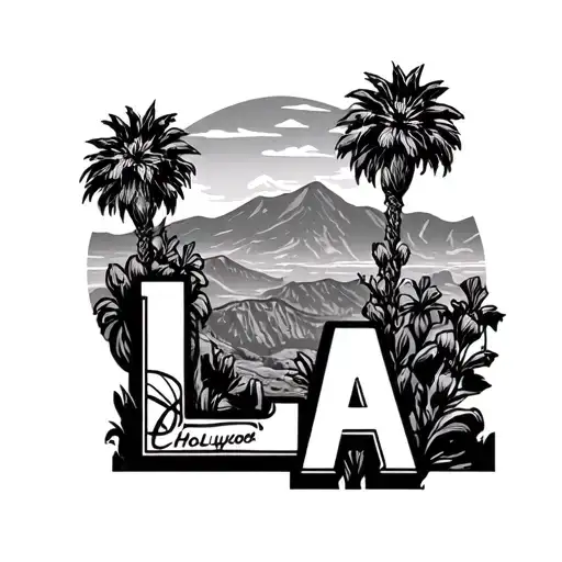 La sign with the Hollywood hills in the back  tattoo design idea