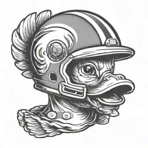 rubber ducky wearing football helmet tattoo design idea
