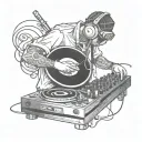 A sketch of a DJ mixing hip hop beats on a turntable tattoo design idea