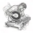 A sketch of a DJ mixing hip hop beats on a turntable tattoo design idea